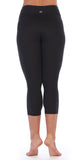 Black-Compression 3/4 Length Workout Leggings-back image