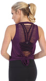Get Shredded Laser Cut Open Back Tank Top-plum-back image knotted