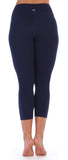 Navy-Compression 3/4 Length Workout Leggings-back image