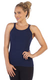 Women's Criss Cross Strappy Back Workout Tank-navy-front-image
