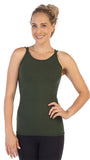 Women's Criss Cross Strappy Back Workout Tank-Olive-front-image