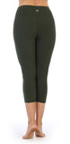 Olive-Compression 3-4 Length Leggings-high waist-back