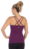Women's Criss Cross Strappy Back Workout Tank-plum-back image
