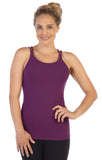 Women's Criss Cross Strappy Back Workout Tank-plum-front image-2