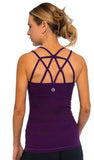 Women's Lattice Back Built in Bra Workout Top
