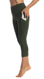 American Fitness Couture Women's Olive High Waist 3/4 Length (Capri) Length Pocket Compression Leggings
