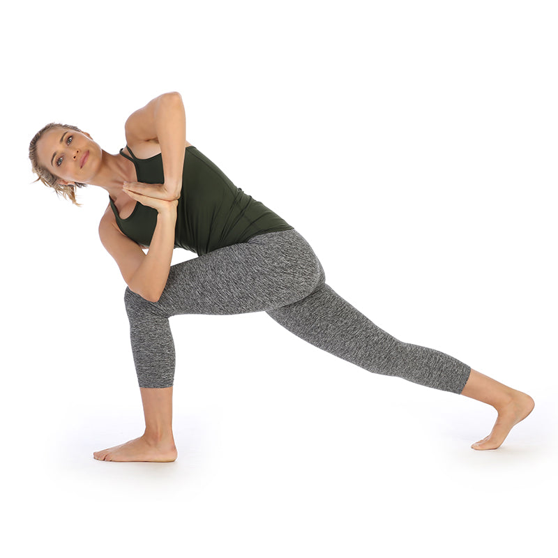 Spacedye-Heather-Gray-High Waist-3-4-Length-Leggings-Yoga-Pose