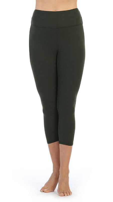 High-Waist-Three-Fourth-Compression-Leggings-olive-front-image