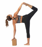 Women_s-High-Waist-Three-Fourth Length-Compression-Pocket-Leggings-black-yoga-pose-image