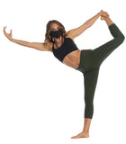 Women_s-High-Waist-Three-Fourth Length-Compression-Pocket-Leggings-olive-yoga-pose-image